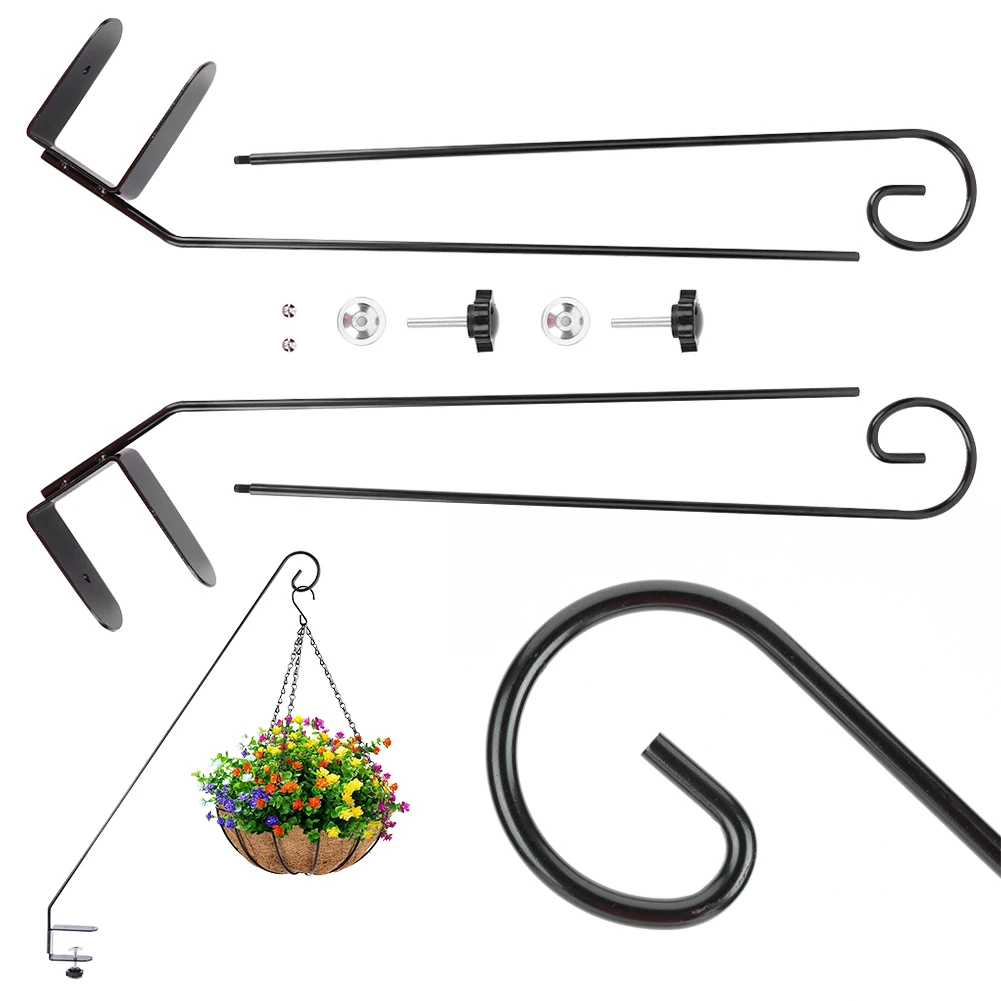 Description Picture 5 of item2 Pcs Extended Fence Deck Hook 360 Degree Rotary Plant Bracket Adjustable Clamp Deck Hook for Railing for Bird Feeders Planters
