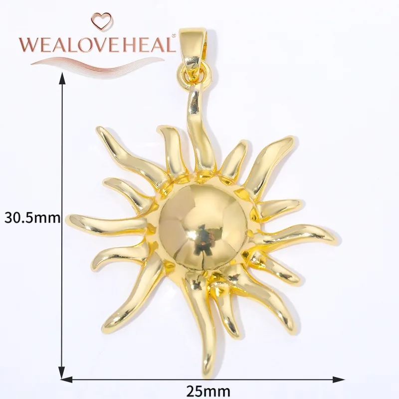 Modische Spiral-Vortex-Sonnenanhänger, 18K Vergoldetes Messing mit Zirkon-Einlage, Sonnen-Charm für DIY-Halsketten und Schmuckherstellung – Detail 35