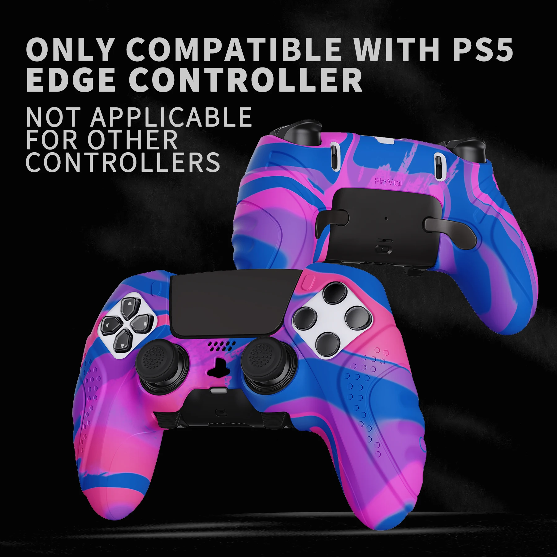 

PlayVital Guardian Edition Anti-Slip Silicone Cover Case for ps5 Edge Controller Rubber Protector with Thumb Grip Caps