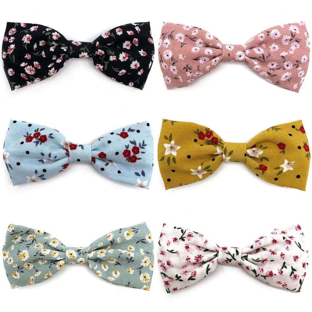 30/50pcs Spring Floral Dog Bow Tie Adjustable Dog Collar Pet Dog Bow Tie Accessories Pet Supplies Small Dog Grooming Bowties 50pcs handmade adjustable dog cat bow tie neck tie pet neckties bowties cat puppy dog bow ties pet grooming supplies