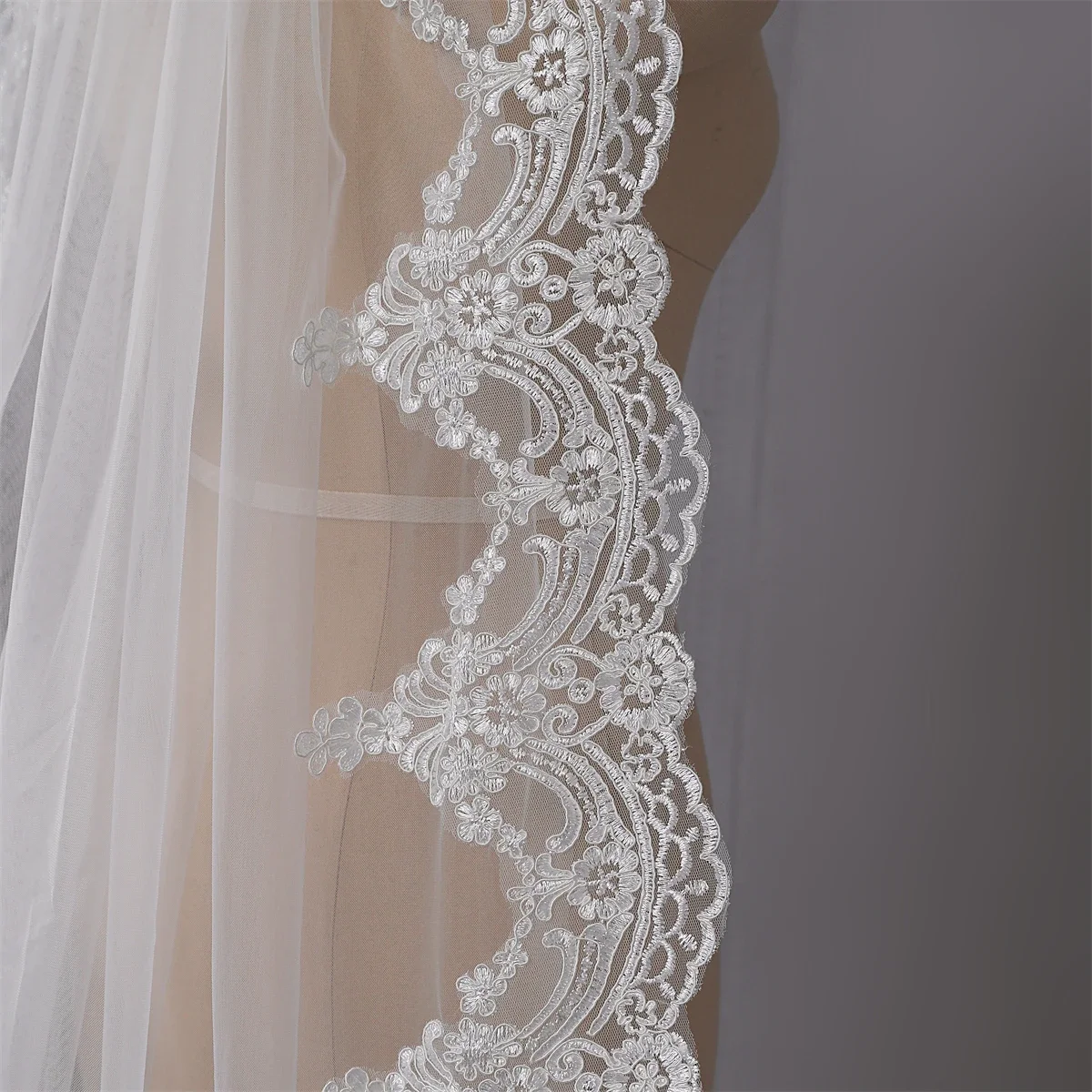 Perfect Bridal Velo da cattedrale in pizzo Mantilla avorio a un solo