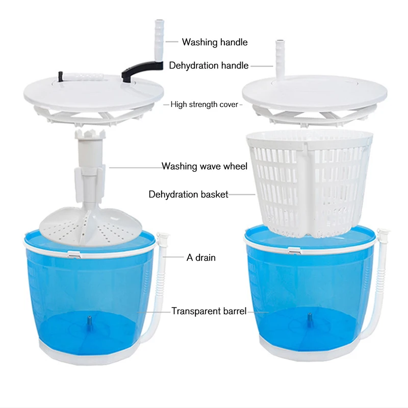 미니 세탁기 및 스핀 건조기, 휴대용 핸드 크랭크, 비 전기 탑 와셔 및 건조기, 캠핑용 속옷 양말 세탁