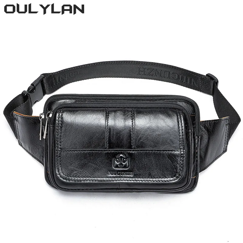 Luxury Brand Genuine leather Waist Bag Men Fanny Pack Chest Bag