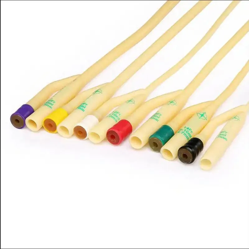 Disposable Medical Latex Catheters Sterilized Double Lumen Implantable Flexible Catheters 12 Pcs