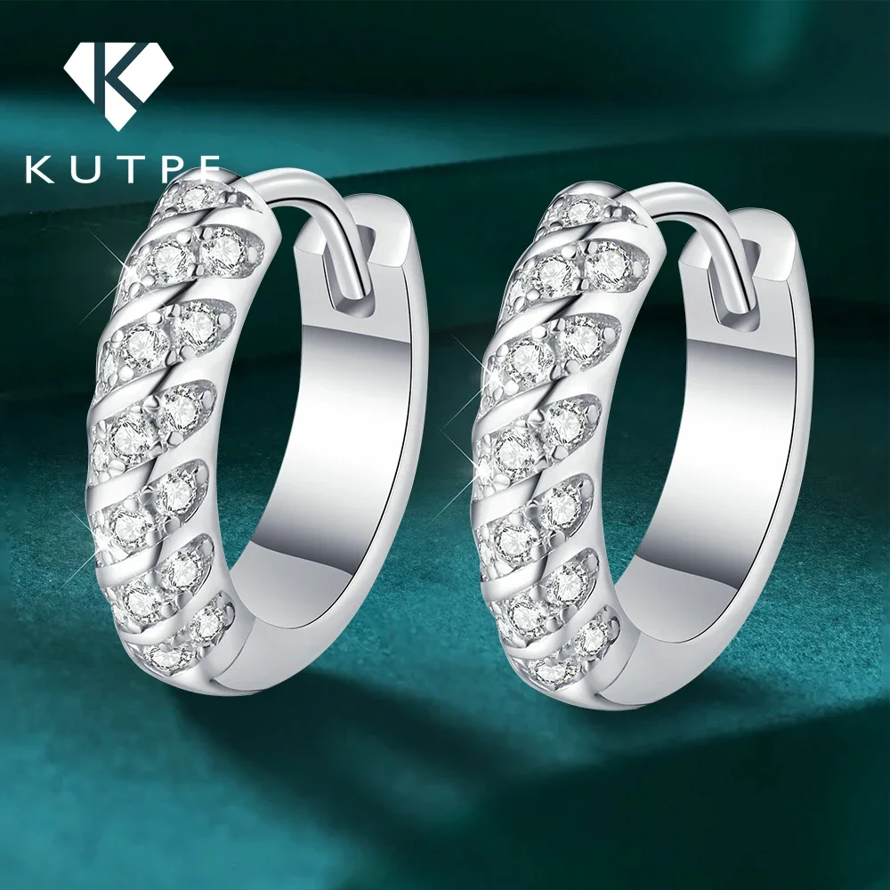 

0.38Cttw Full Moissanite Hoop Earrings for Women 925 Sterling Silver PT950 D Color Lab Diamond Earring KUTPF Fine Jewelry Gift