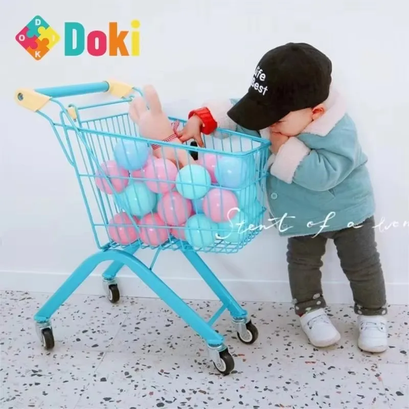 Foldable Baby shopping cart children's supermarket shopping cart play house trolley multi-color trolley supermarket toy