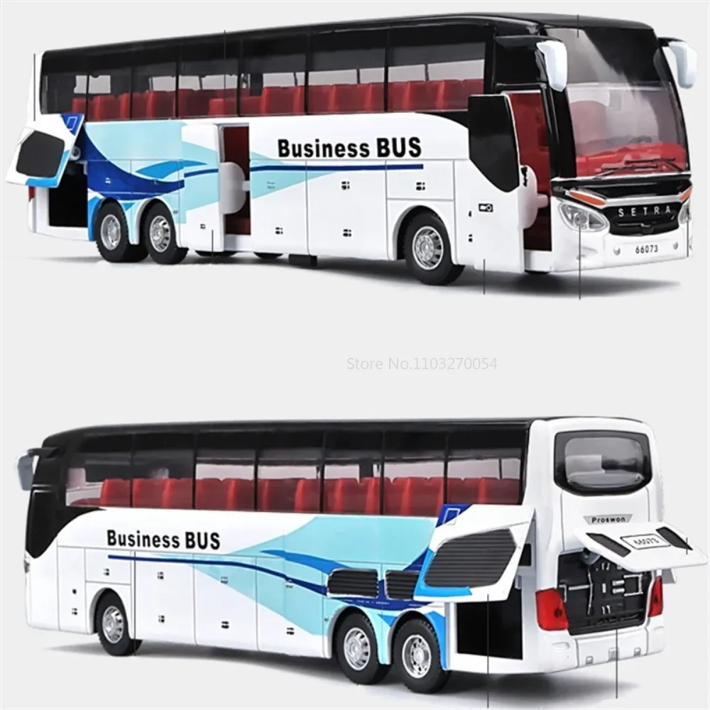 1/32 Alloy Single-layer Bus Car Model Toys Diecast Simulation Metal Business Bus Vehicle Sound Light Pull Back Children Gift Toy 4