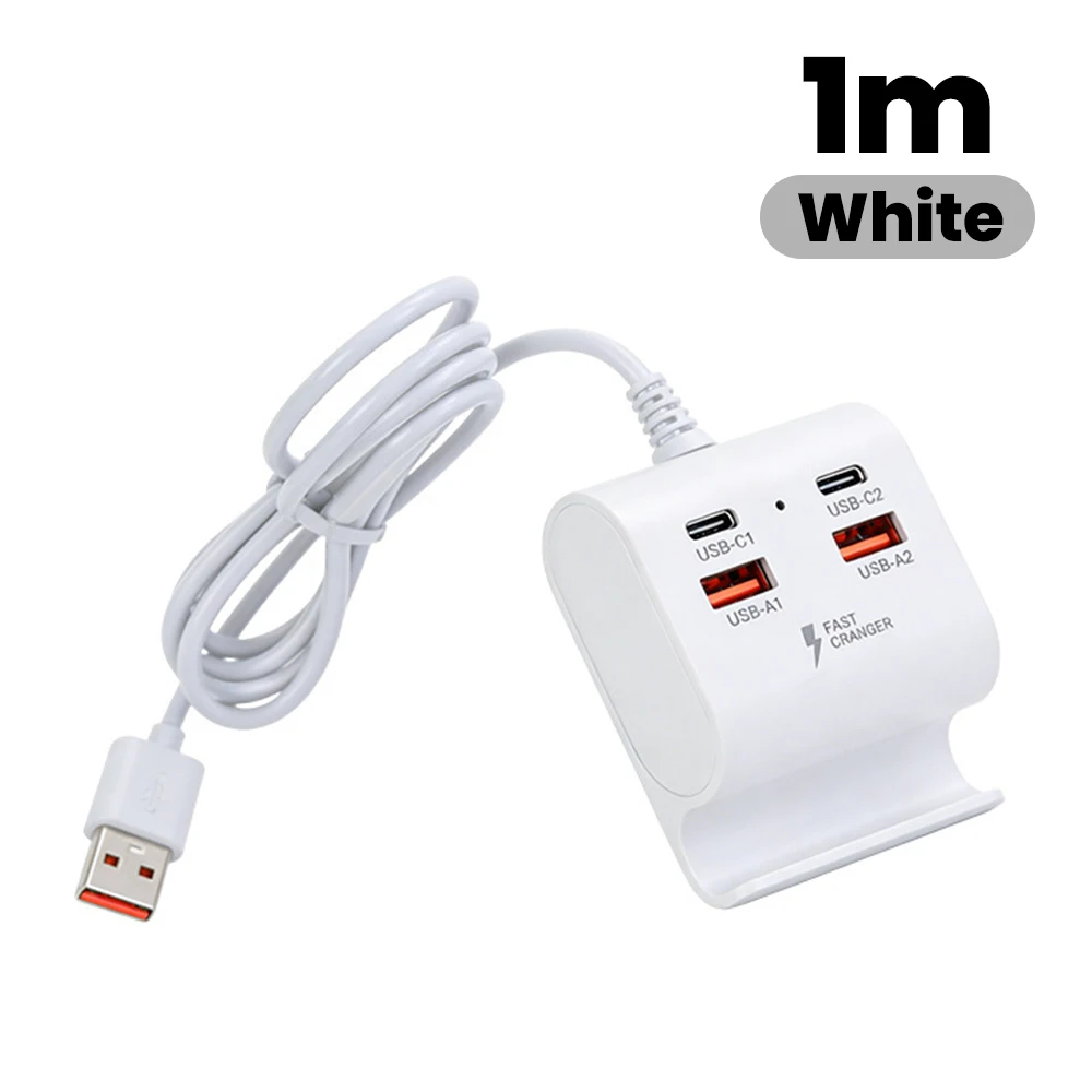 4 in 1 USB 허브 30W 듀얼 USB A+타입-C PD 고속 충전 어댑터 모바일 노트북 태블릿 컴퓨터 USB A 타입-C 포트 외장 확장기