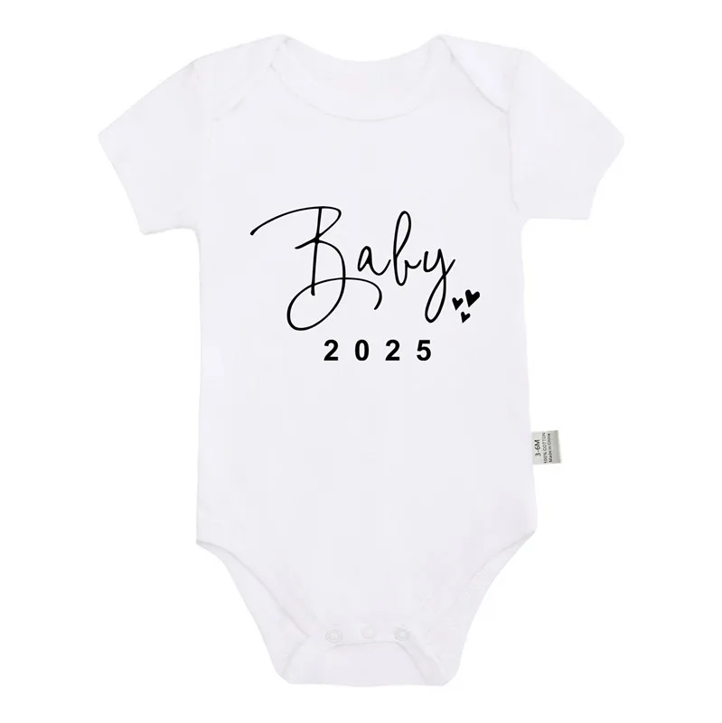 Baby 2025 Pregnancy Announcement Newborn Baby Bodysuits Cotton Summer Boys Girls Romper Jumpsuit Clothes Outfit cotton romper baby bodysuit summer jumpsuit baby clothing baby jumpsuit