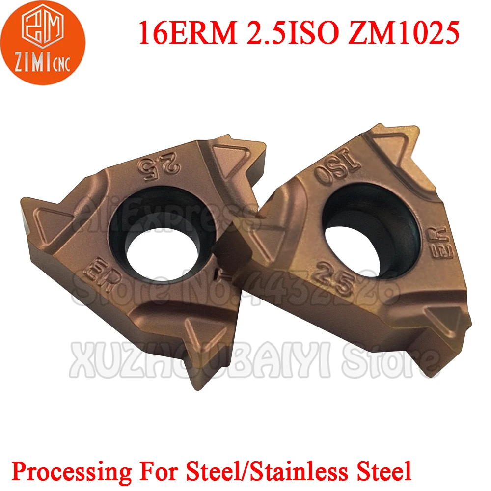 

10pcs 16ERM 2.5ISO ZM1025 16ERM 2.5 ISO 16ERM2.5ISO Threading Carbide Insert CNC lathe cutter Thread Blade For stainless steel