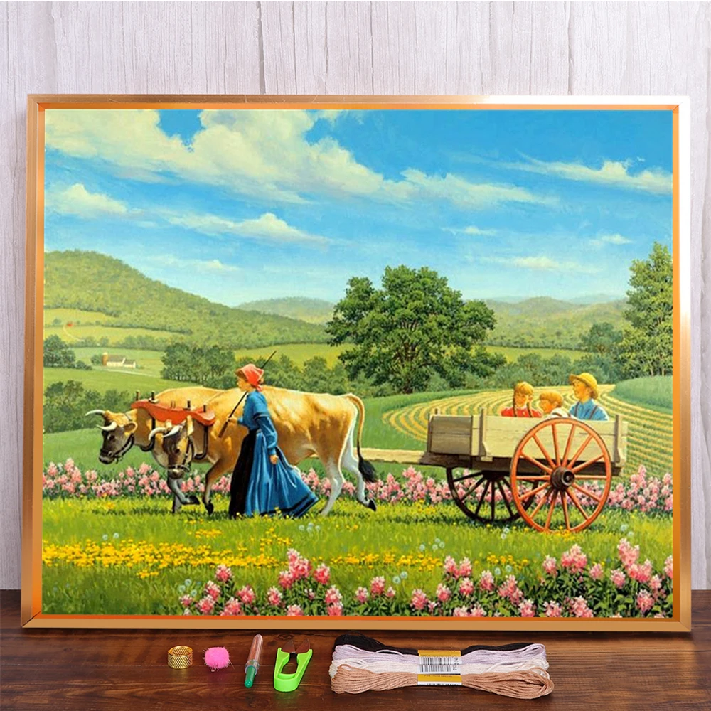 Land Lifestyle Gedruckt 11CT Kreuzstich DIY Stickerei Komplettset Nähen Malerei Stricken Handgemachte Zahnseide Für Erwachsene Geschenk – Detail 16