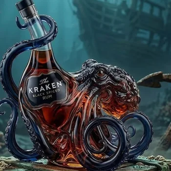 Decanter in Vetro a Forma di Polpo Nautico Fatto a Mano, Bottiglia Vintage per Liquori e Vino, Decorazione Creativa per Bar Domestico, Oggetto da Collezione