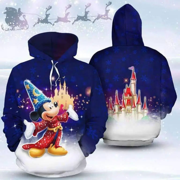 Mickey Fantasia Disney Castle Felpa Con Cappuccio Stampata In 3D/Felpa Con Cappuccio Con Cerniera