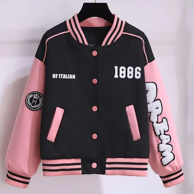 Girls Clothing Set Junior Girls Autumn Baseball Suits Jacket & Pleated Skirt 2 Pcs Outfits School Uniform 7-14Y