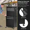 Rolling Tool Box, 3 in 1 Steel Tool Chest with 6-Drawer & 2 Cabinet for Workshop Garage Black Upgraded Large Capacity 4