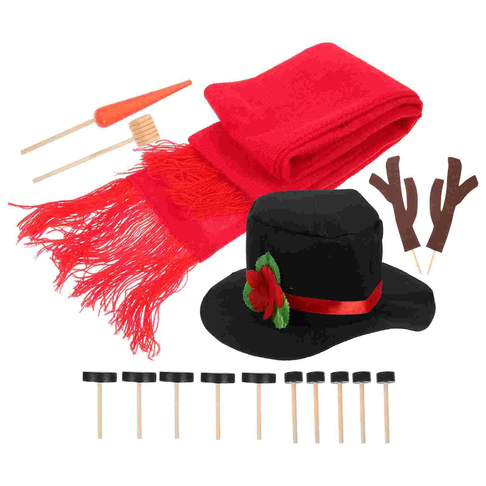 

Snowman, 16Pcs Winter Outdoor Fun Toys for Kids Snowman Decorating Includes Hat Scarf Nose Eyes Mouth and Buttons