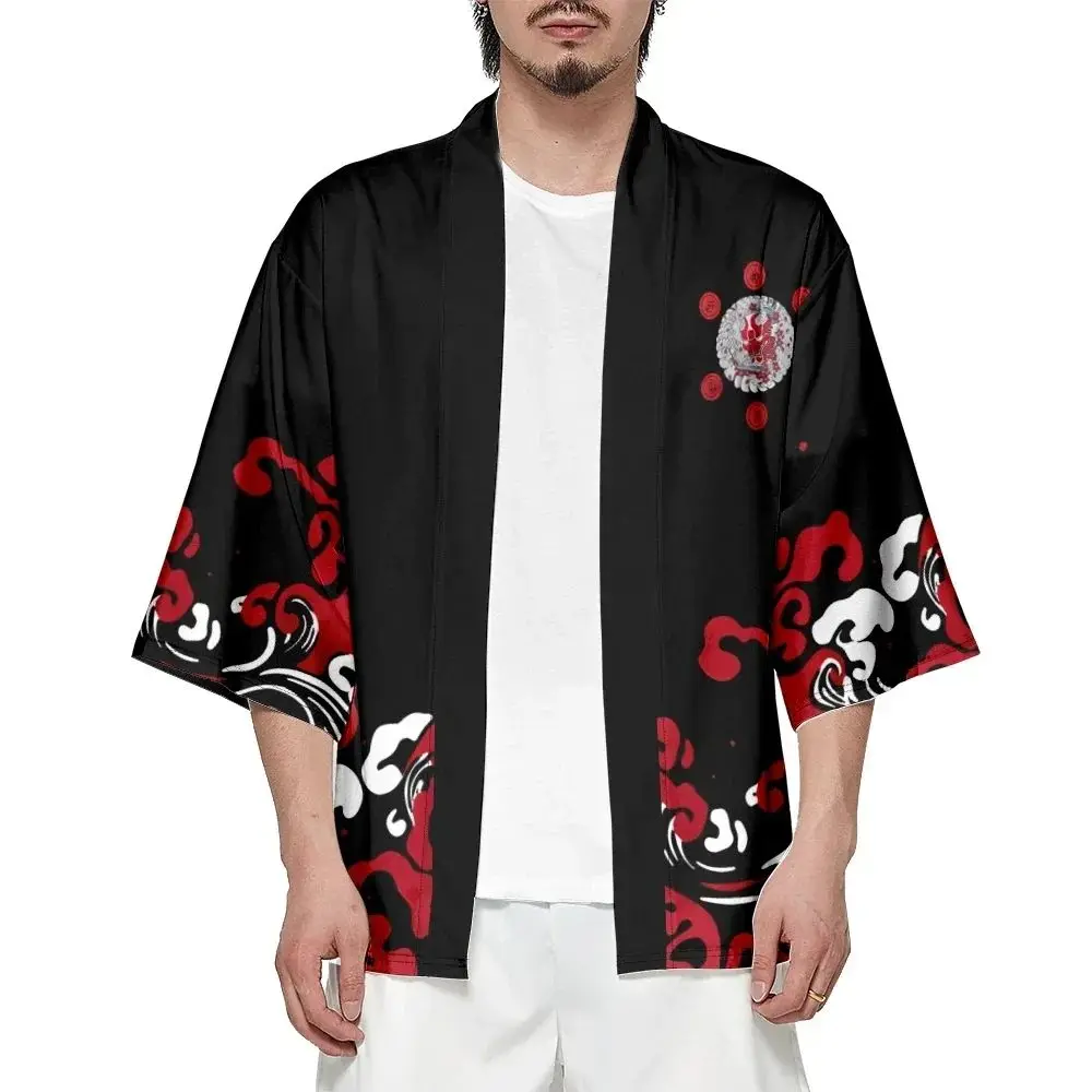 Traditional Japanese Kimono Demon Graphic Trendy Yukata Wave 3D Printed Cardigan Kimonos Cosplay Asia & Pacific Islands Clothing
