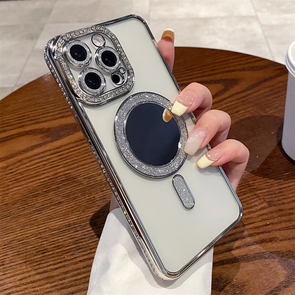 Luxury Magnetic Phone Case With Glitter Stand For Iphone Pro Max_voghion.com