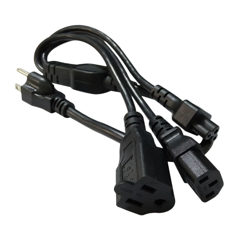 16AWG US 5-15P к C13 + C5 + 5-15R Япония Φ 5-15P 3 Pin к US 5-15R + IEC320 C5 + C13 проводной удлинитель питания (вилка стандарта США)