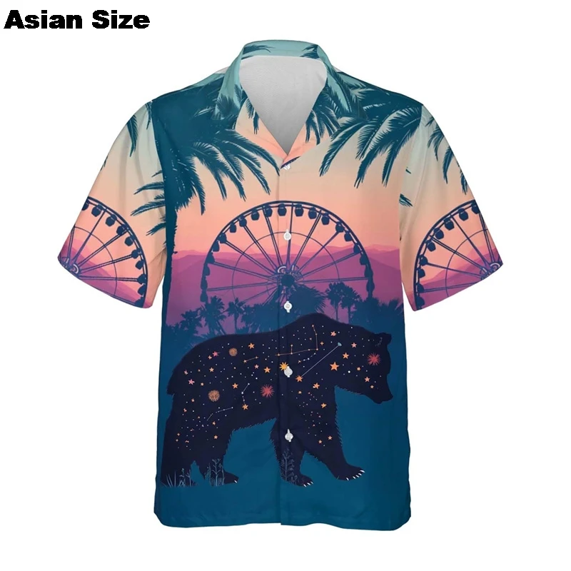 Summer Music Festival Beach Shirt Harajuku Ferris Wheel Graphic Shirts For Men Clothes Cute Pet Unisex Blouses Women Tops