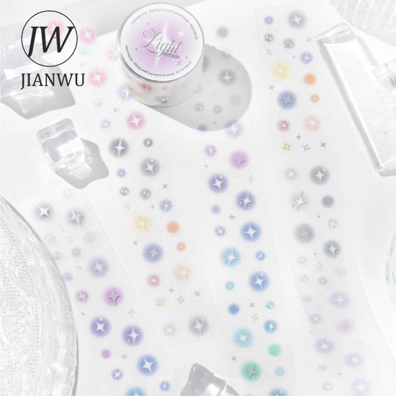 JIANWU 라이트 솔트 시리즈 귀여운 별 사랑 스머지 풍경 소재 콜라주 PET 테이프 창의적인 DIY 저널 문구류