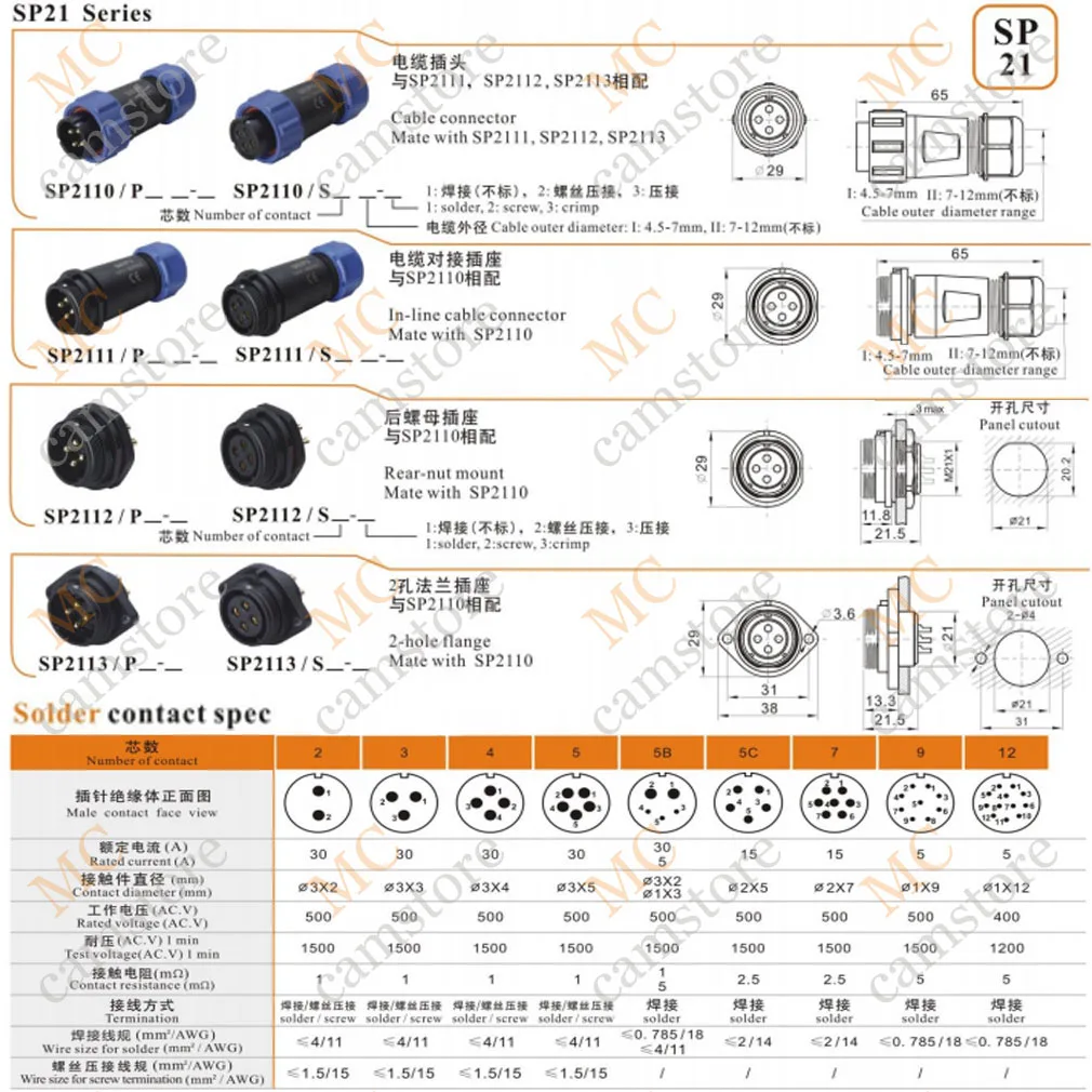 2pin Female Plug for Bluetti Input WEIPU SP2110/S2 2 Pin Waterproof Aviation Connector Power Bank Charger Plug Adapter Plug Adapter Power Plug Connector