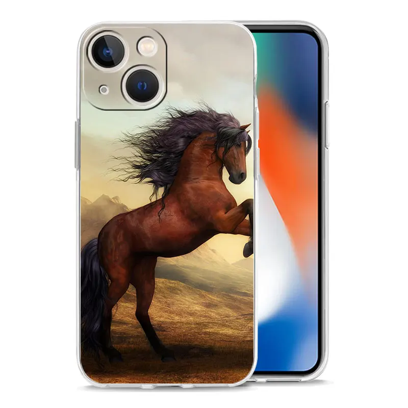Elegant Horse Design Clear Phone Case Cover