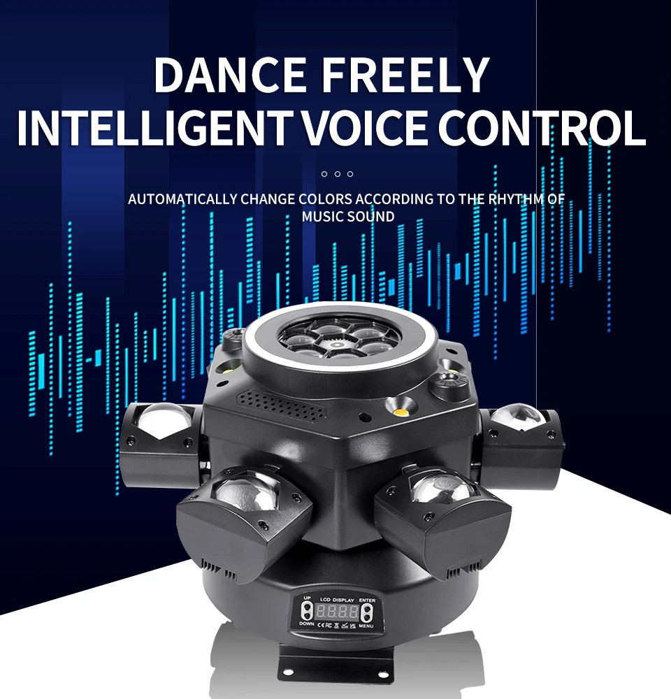 Remote 6 Arm Pattern Moving Head Light RGBW 120W Mini 6 Head Strobe Effect Stage