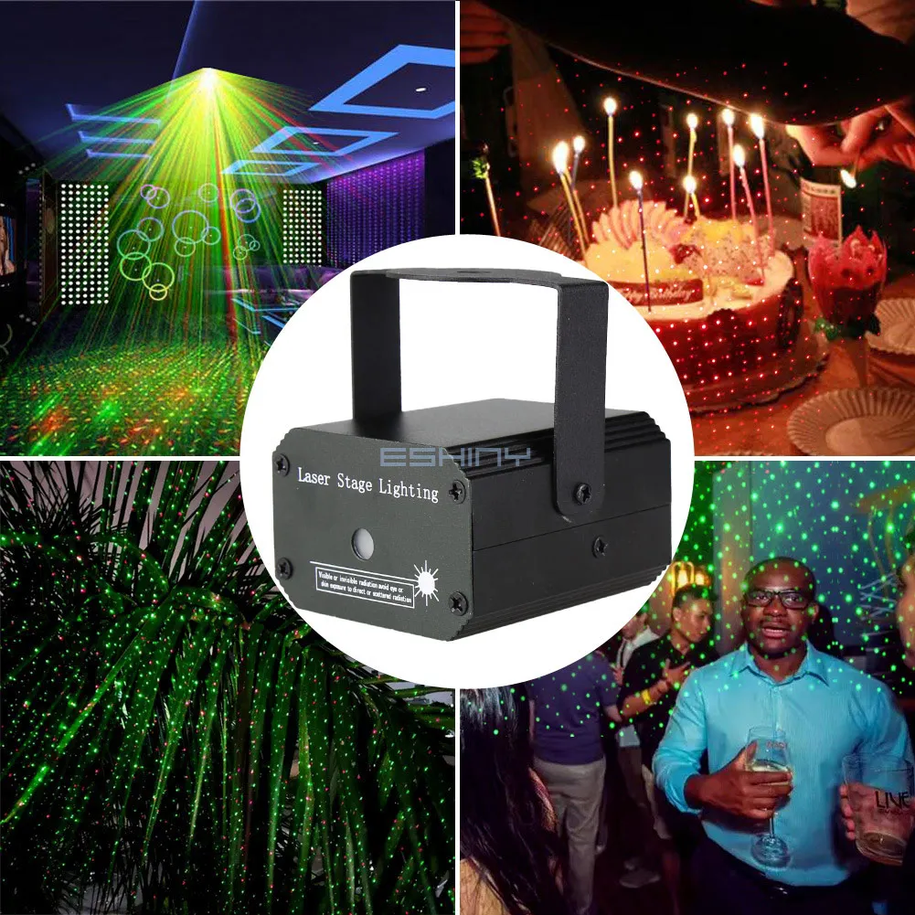 Rechargeable Mini R&G Firefly Laser Disco Light Full Stars Projector DJ Dance Bar Party Xmas Stage Effect