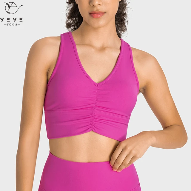 High End Nylon Padded Yoga Sports Bras Top Women Racerback