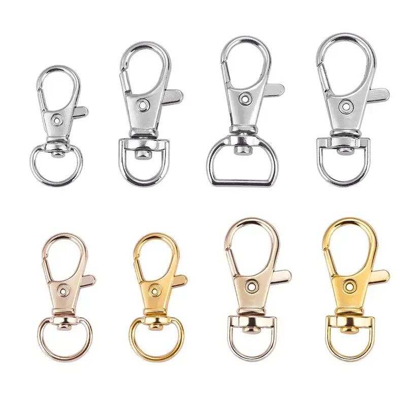 

10pcs Gold Silver Plated Lobster Clasp Hooks Split Key Ring Swivel Connector Carabiner for Jewelry Finding Making DIY Handcrafts