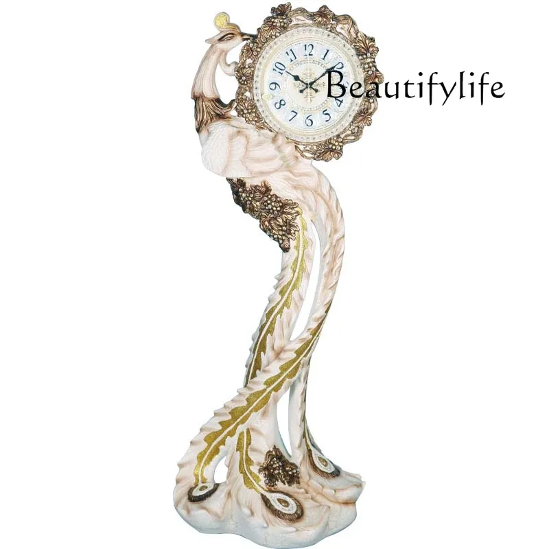 

European-Style Clock Creative the Grandfather Clock Living Room Antique Clock Solid Wood Simple Art Fashion