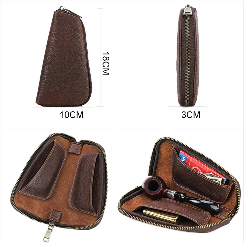 Vintage Genuine Leather Tobacco Pipe Pounch Portable Storage Bag for Tobacco Pipe Smoking Accessories Tool Men's Gift tobacco smoking accessories