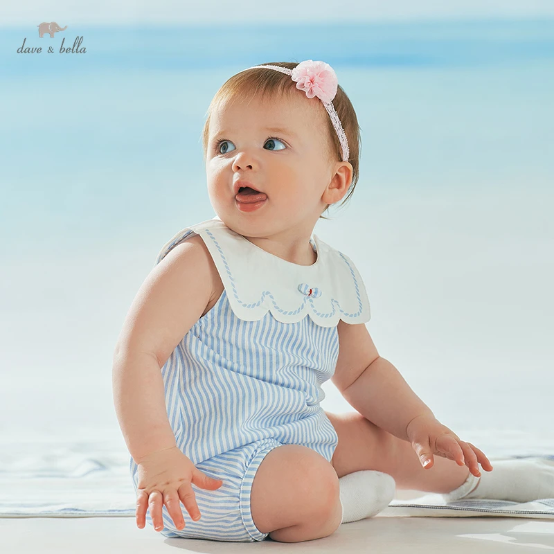 

Dave Bella Baby Clothes Baby Striped Cotton Sleeveless Vest Romper Girl Jumpsuit Pajamas Toddler Infant Outfit DB2221473