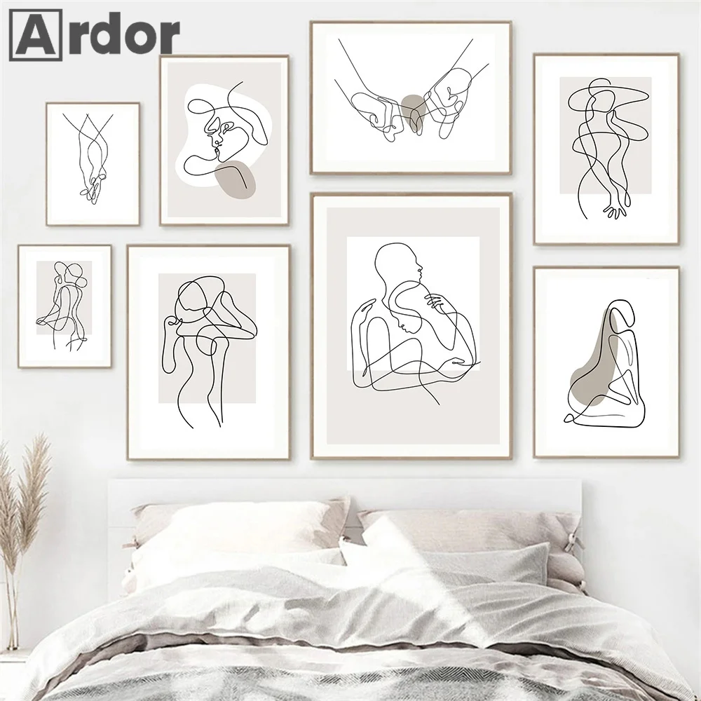 

Modern Abstract Line Girl Body Face Living Room Decor Black White Posters and Prints Wall Art Canvas Painting Home Wall Pictures