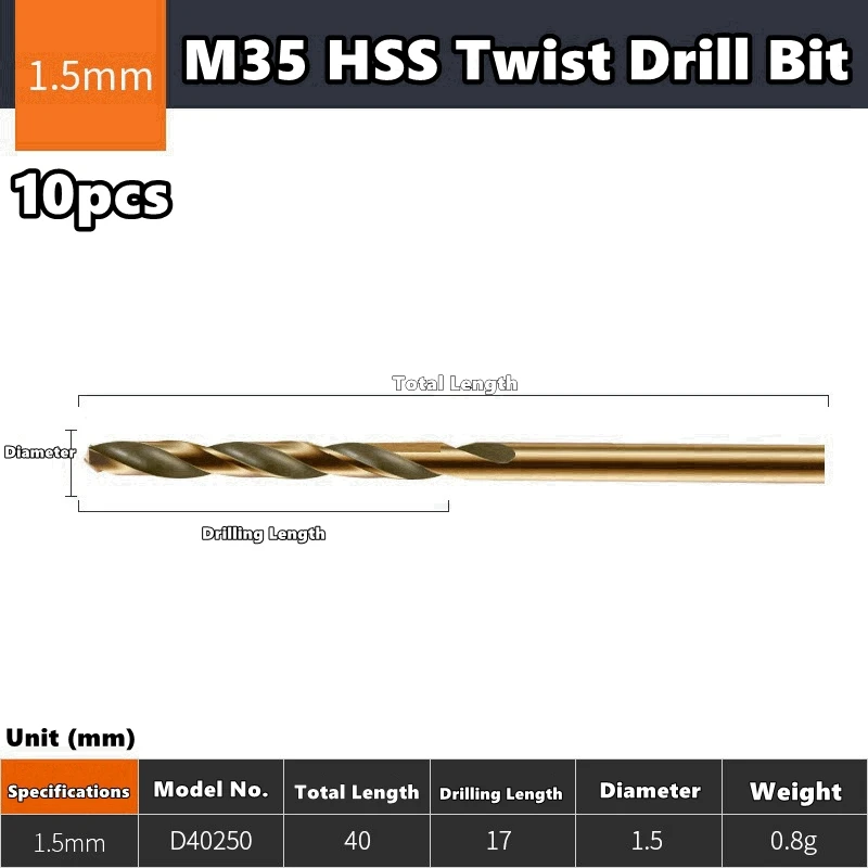 1mm-14mm 1pc/10pcs Cobalt Drill Bits For Metal Wood Working M43 HSS Co Steel Straight Shank 1-13mm Tw-ist Drill Bit Metalworking image 8