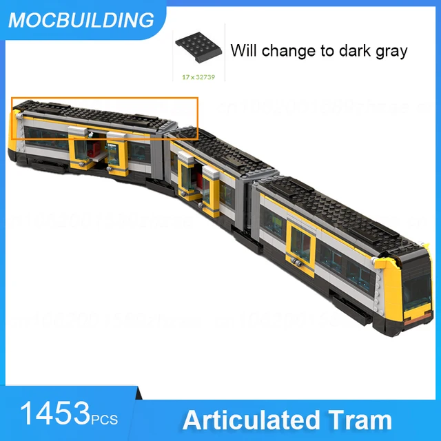 MOC Building Blocks articolato Tram con fisarmoniche City Yellow