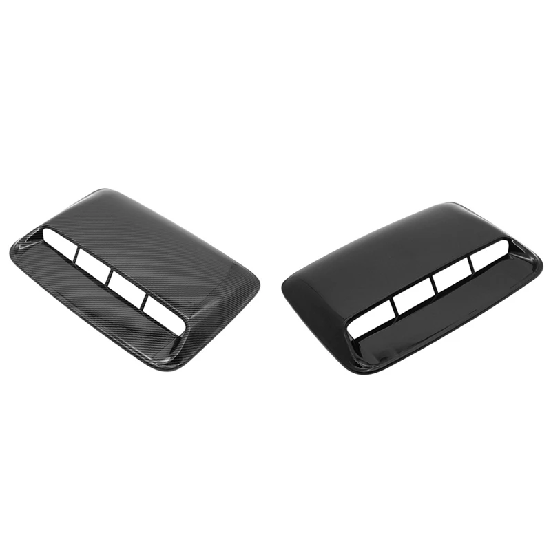 Promotion! 2 Set Car Hood Vent Air Outlet Cover For Infiniti Mazda Tesla Flow Intake Carbon Fiber & Bright Black |