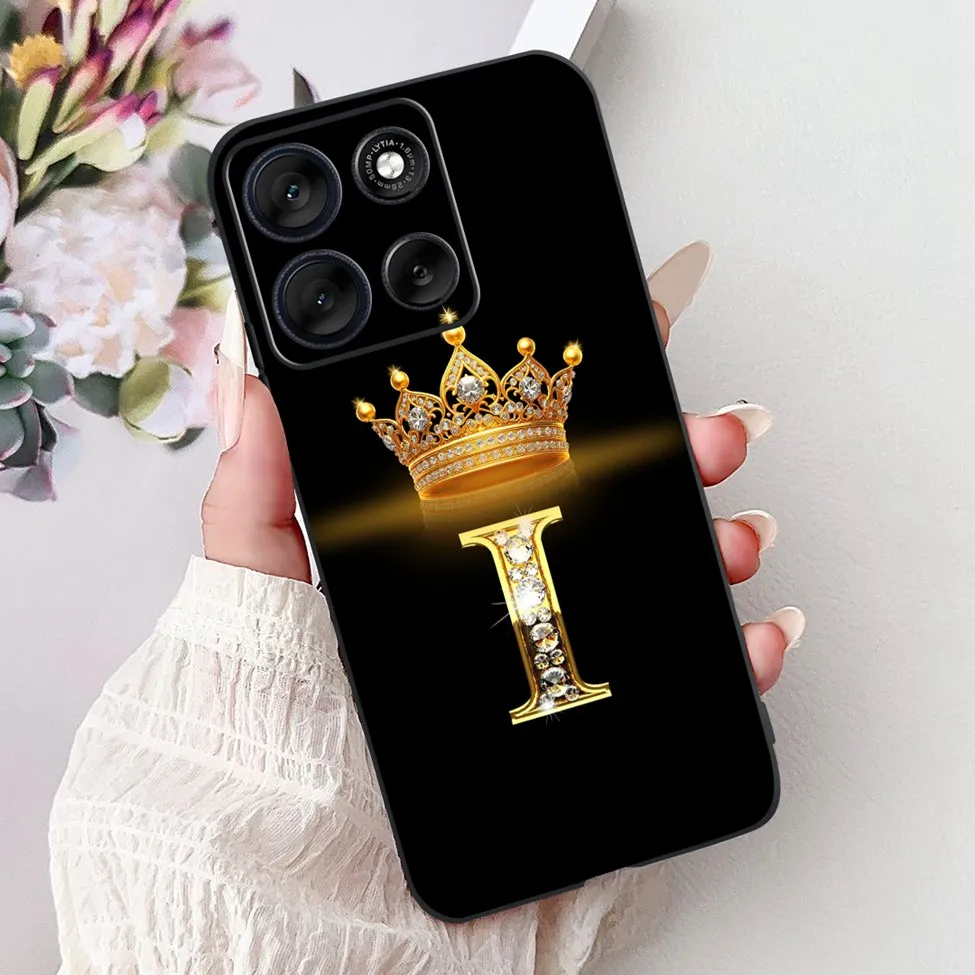Luxury Silicone Flower & Crown Shockproof Bumper Case - A-Z Letters Design