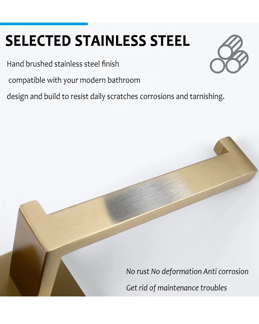 Wall Mount Stainless Steel Clothe Hook Toilet Paper Holder Towel Bar Bathroom Accessories