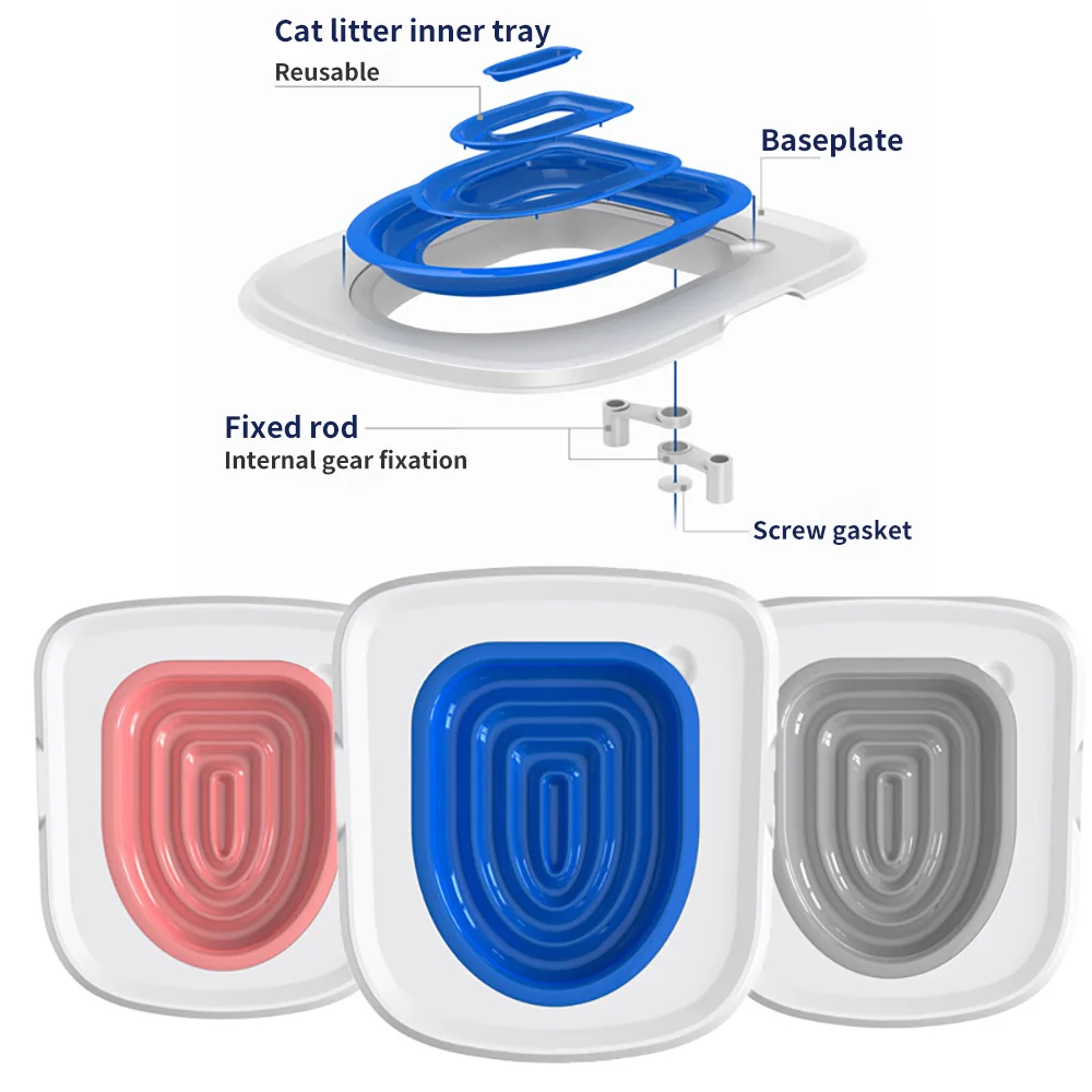 Cat Toilet Trainer Reusable Training Toilet for Pet Cat Detachable Plastic Potty Training Kit Litter Box Mat Accessories