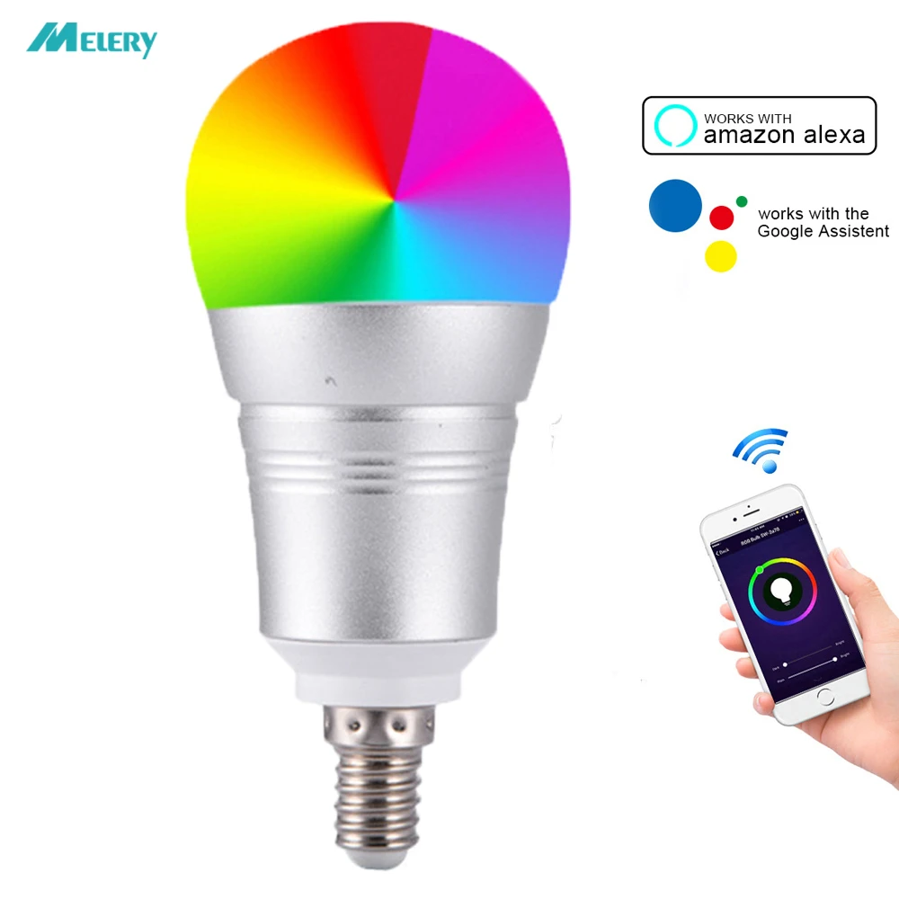 E14 Wifi Smart Ball Dimmable Led Ceiling Light 7w 60w Equivalent Rgb Cool/warm White Lamps Remote Google Home - Led Bulbs & Tubes -
