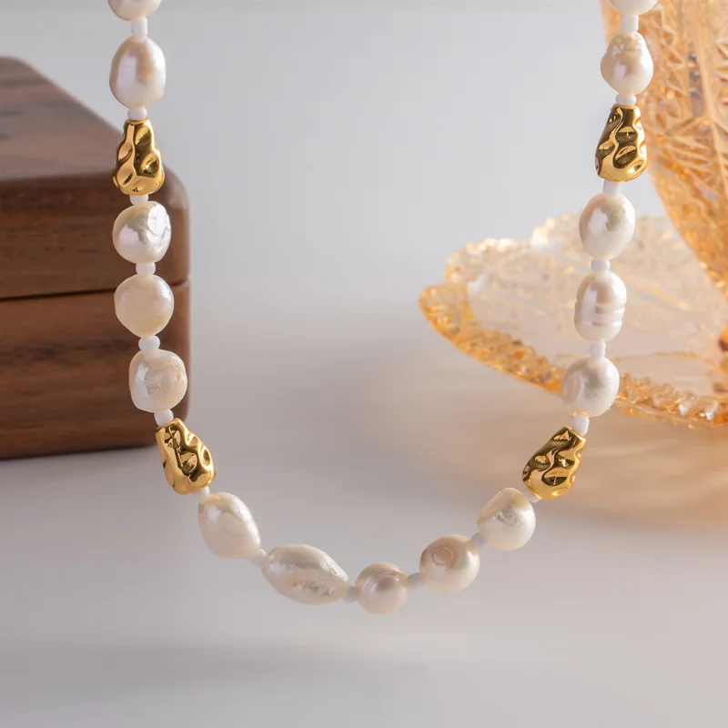 

Minar темпераментные золотые латунные пресноводные жемчужные бусины неправильной формы ожерелья из бисера на нитке для женщин Свадебные украшения