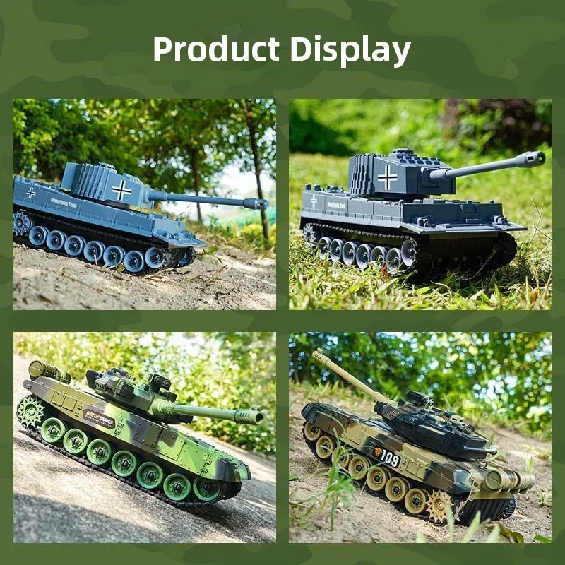Enfant utilisant la télécommande pour piloter le Robot Tank Télécommandé Tiger Blue, jouet RC 2.4GHz pour enfants
