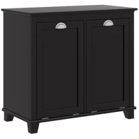 Homcom Dual Tilt Out Laundry Hamper Cabinet, Bathroom Storage Cabinet with 2-Compartment Hamper, Modern Floor Cabinet, Black 1