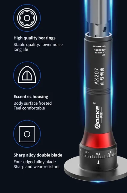 Smussatrice Pneumatica Mini - Utensile Per Sbavatura E Smussatura A 45°, Leggera E Compatta Per Lavori Di Precisione - Foto 3