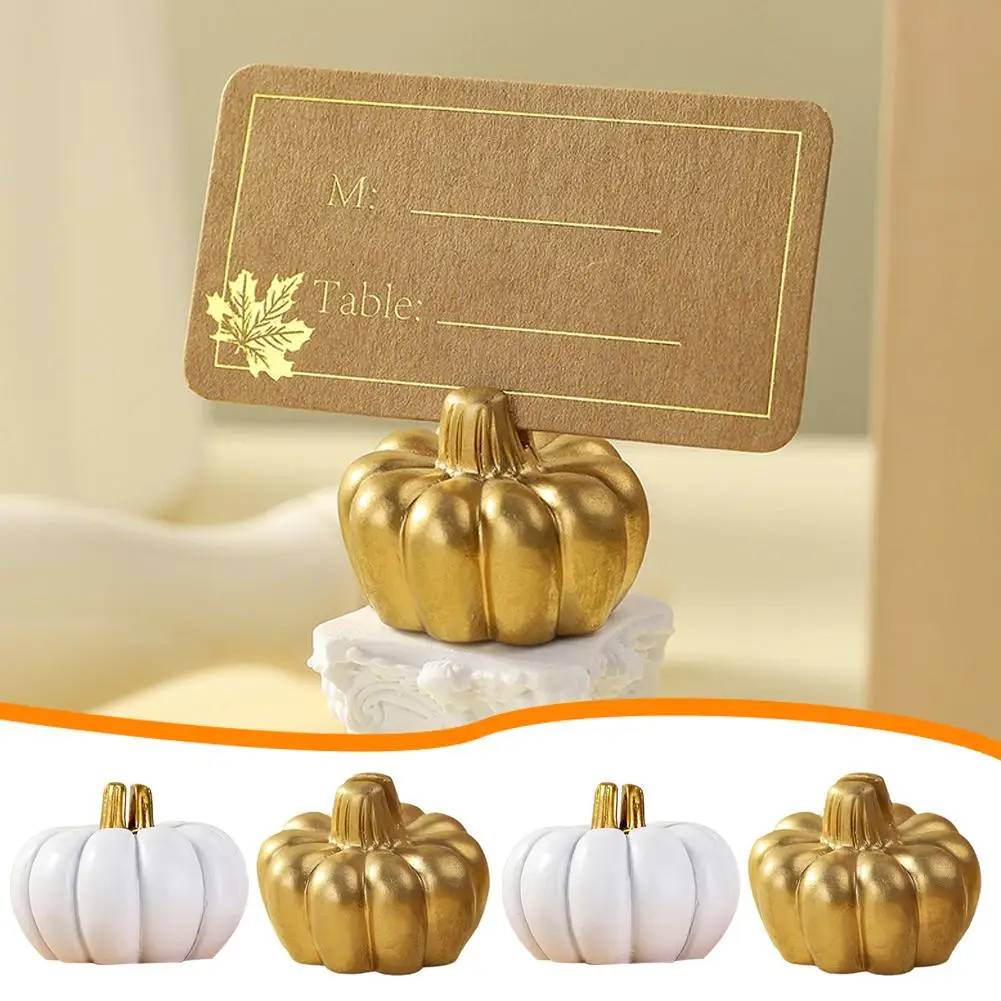

2Pcs Mini Pumpkin Place Card Note Holders For Weddings Halloween Thanksgiving Display Photo Table Number Cards Holder Decor B1D6