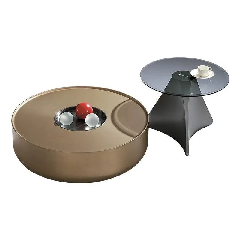 

Minimalist Luxury Tea Table Household High Low Circular Tea Table Side Table Combination