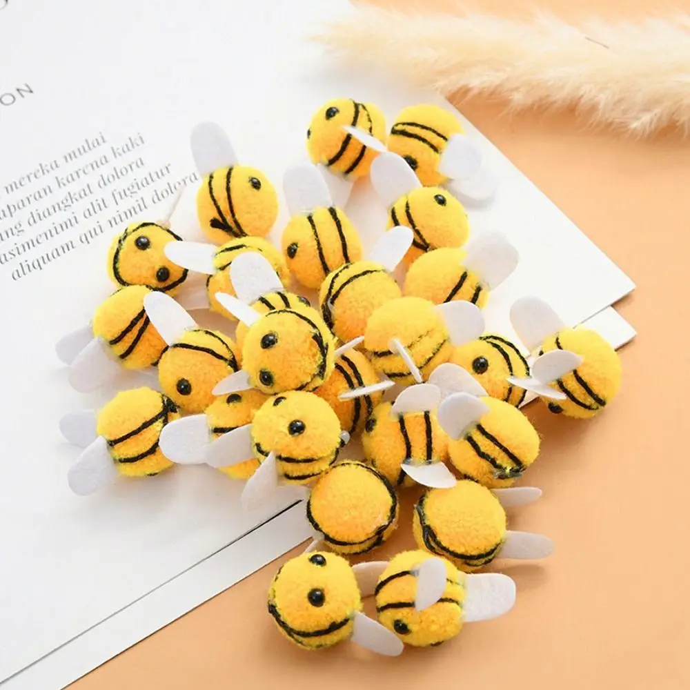 10pcs Wool Felt Cute Little Bee Mini Crafts, Little Bee Pom Used For Tent Decoration, Craft Clip Accessories