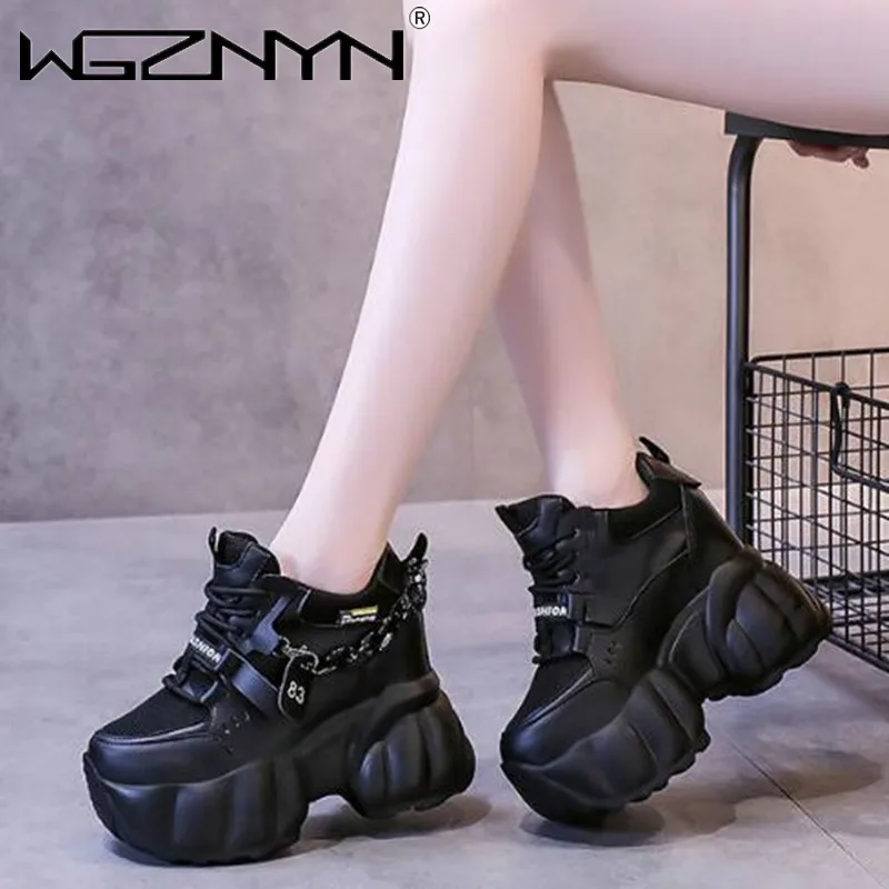 

10CM Breathable Mesh Chunky Sneakers for Women Non Slip High Platform Sports Dad Shoes Woman New Lace Up Thick Sole Casual Shoes